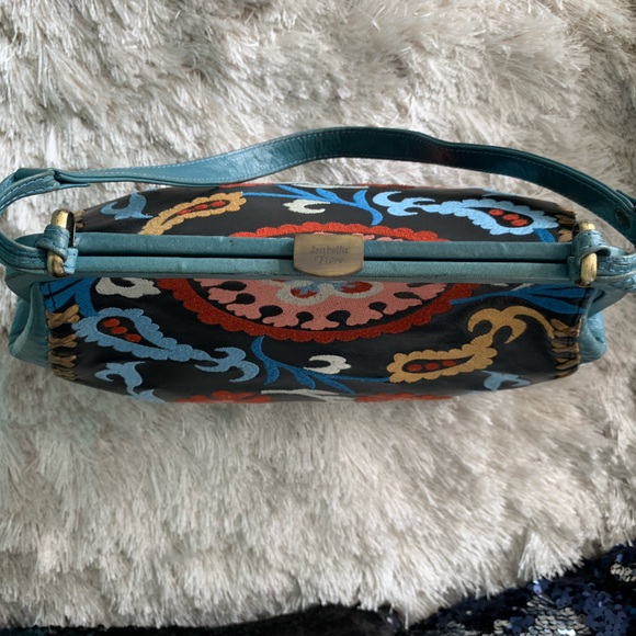 Isabella Fiore Leather Purse - Floral Embroider Hand Bag. - Picture 11 of 13